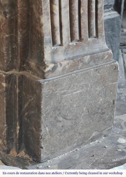Louis XVI period fireplace, sculpted in Rouge Royal, decorated with a vitruvian frieze Louis XVI period fireplace, sculpted in Rouge Royal, decorated with a vitruvian frieze-4