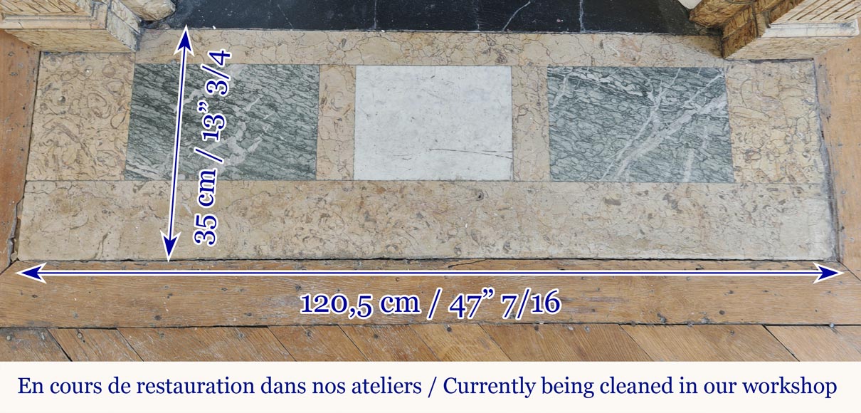 Louis XVI style molded fireplace, in yellow marble Louis XVI style molded fireplace, in yellow marble-6