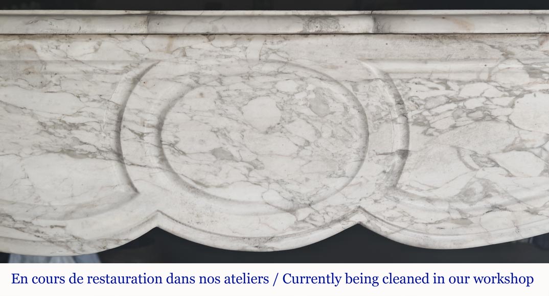 Louis XV style fireplace, Pompadour model, in gray Medici breccia Louis XV style fireplace, Pompadour model, in gray Medici breccia-1