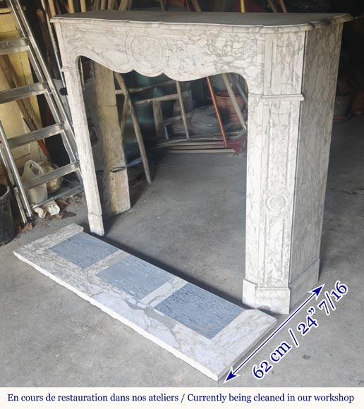 Louis XV style fireplace, Pompadour model, in gray Medici breccia Louis XV style fireplace, Pompadour model, in gray Medici breccia-5