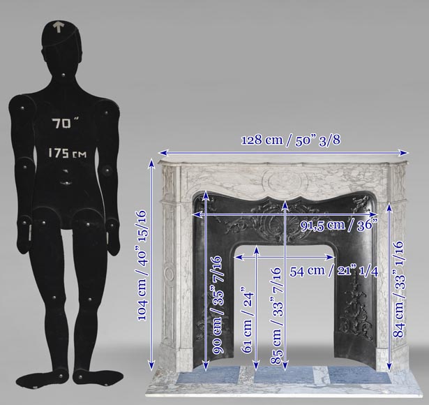 Louis XV style fireplace, Pompadour model, in gray Medici breccia Louis XV style fireplace, Pompadour model, in gray Medici breccia-9