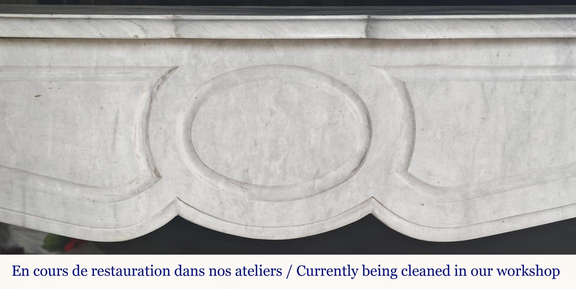 Louis XV style fireplace, Pompadour model, in light blue turquoise marble Louis XV style fireplace, Pompadour model, in light blue turquoise marble-1