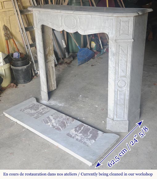 Louis XV style fireplace, Pompadour model, in light blue turquoise marble Louis XV style fireplace, Pompadour model, in light blue turquoise marble-5