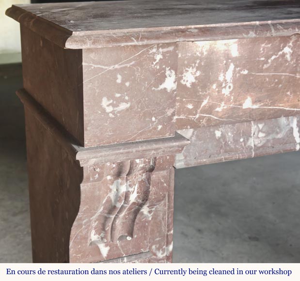Napoleon III style fireplace with modillion in Rouge du Nord marble Napoleon III style fireplace with modillion in Rouge du Nord marble-3