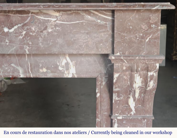 Napoleon III style fireplace with modillion in Rouge du Nord marble Napoleon III style fireplace with modillion in Rouge du Nord marble-6
