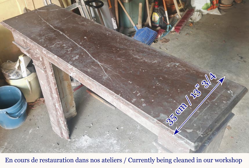 Napoleon III style fireplace with modillion in Rouge du Nord marble Napoleon III style fireplace with modillion in Rouge du Nord marble-8