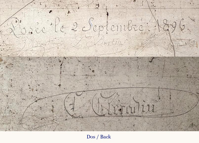 Oak Fireplace with Plaster Bas-Reliefs in Faux Bronze, dated 1896 Oak Fireplace with Plaster Bas-Reliefs in Faux Bronze, dated 1896 -13