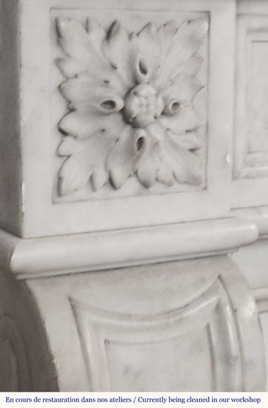Louis XVI style fireplace with sunflowers, in Carrara marble  Louis XVI style fireplace with sunflowers, in Carrara marble-3