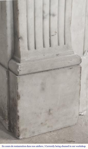 Louis XVI style fireplace with sunflowers, in Carrara marble  Louis XVI style fireplace with sunflowers, in Carrara marble-4