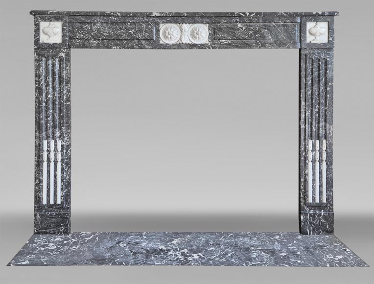 Louis XVI period two-tone fireplace, in Saint Anne statuary gray Louis XVI period two-tone fireplace, in Saint Anne statuary gray-0