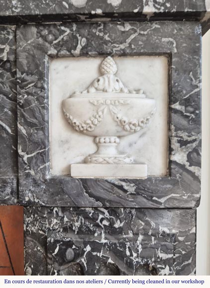 Louis XVI period two-tone fireplace, in Saint Anne statuary gray Louis XVI period two-tone fireplace, in Saint Anne statuary gray-4