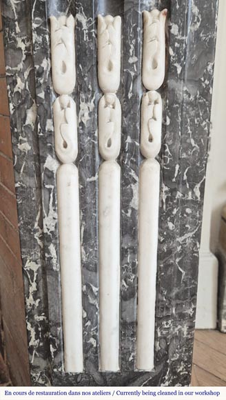 Louis XVI period two-tone fireplace, in Saint Anne statuary gray Louis XVI period two-tone fireplace, in Saint Anne statuary gray-5