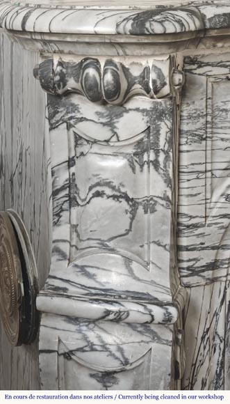 Louis XV style fireplace, Pompadour model, in blue flowered marble Louis XV style fireplace, Pompadour model, in blue flowered marble-3