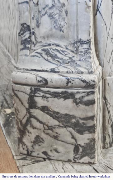 Louis XV style fireplace, Pompadour model, in blue flowered marble Louis XV style fireplace, Pompadour model, in blue flowered marble-4