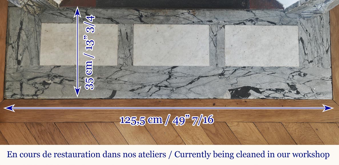 Louis XV style fireplace, Pompadour model, in blue flowered marble Louis XV style fireplace, Pompadour model, in blue flowered marble-8