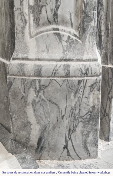 Louis XV style fireplace, curved Pompadour model, in floral blue Louis XV style fireplace, curved Pompadour model, in floral blue-4