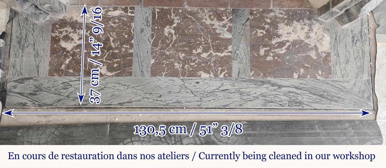 Louis XV style fireplace, curved Pompadour model, in floral blue Louis XV style fireplace, curved Pompadour model, in floral blue-8