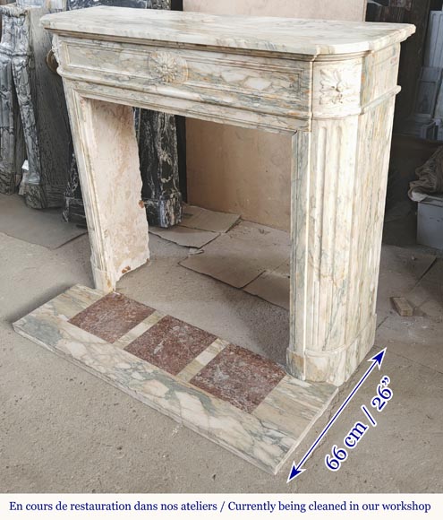 Louis XVI style fireplace with rounded corner, in Médous breccia Louis XVI style fireplace with rounded corner, in Médous breccia-6
