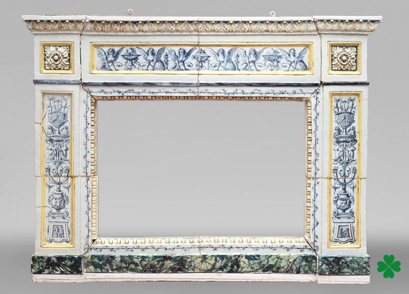 Louis XVI-style faience mantelpiece, Italian work, late 19th century Louis XVI-style faience mantelpiece, Italian work, late 19th century-0