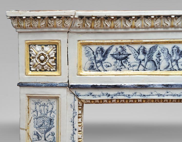 Louis XVI-style faience mantelpiece, Italian work, late 19th century Louis XVI-style faience mantelpiece, Italian work, late 19th century-3