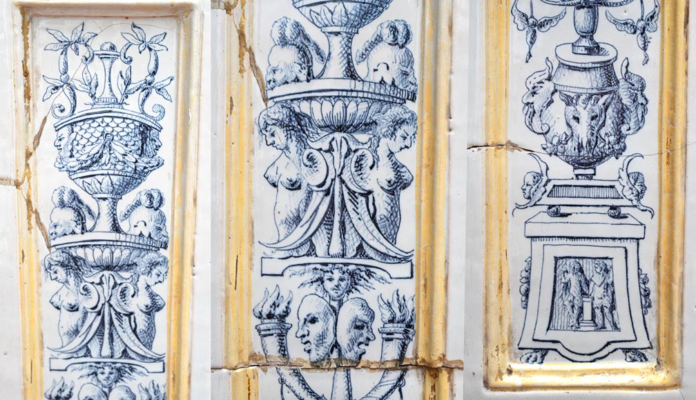 Louis XVI-style faience mantelpiece, Italian work, late 19th century Louis XVI-style faience mantelpiece, Italian work, late 19th century-5