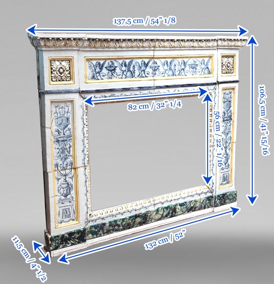 Louis XVI-style faience mantelpiece, Italian work, late 19th century Louis XVI-style faience mantelpiece, Italian work, late 19th century-9