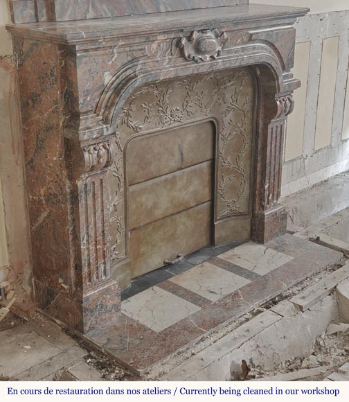 Regency style fireplace in Rouge Royal marble Regency style fireplace in Rouge Royal marble-1