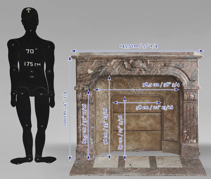 Regency style fireplace in Rouge Royal marble Regency style fireplace in Rouge Royal marble-8