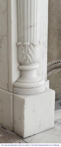 Louis XVI style fireplace with half Corinthian column, in half statuary marble Louis XVI style fireplace with half Corinthian column, in half statuary marble-7