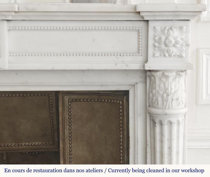 Louis XVI style fireplace with half Corinthian column, in half statuary marble Louis XVI style fireplace with half Corinthian column, in half statuary marble-9