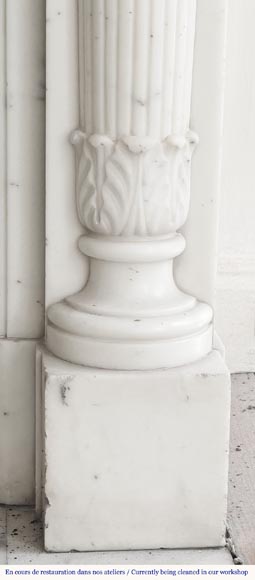 Louis XVI style fireplace with half Corinthian column, in half statuary marble Louis XVI style fireplace with half Corinthian column, in half statuary marble-10
