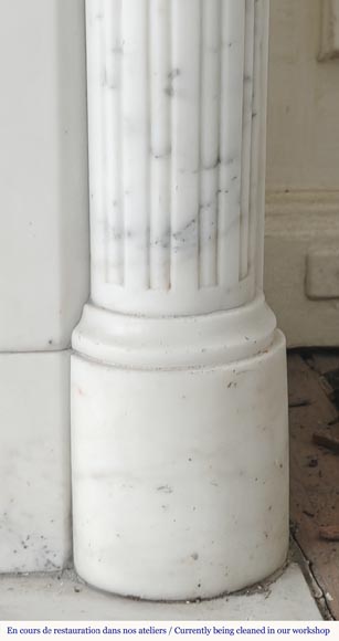 Louis XVI style fireplace with a Corinthian fluted half-column, in half-statuary marble Louis XVI style fireplace with a Corinthian fluted half-column, in half-statuary marble-10