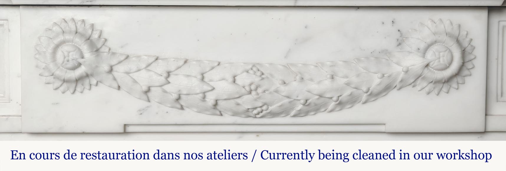 Napoleon III style fireplace in half-statuary marble decorated with a garland Napoleon III style fireplace in half-statuary marble decorated with a garland-1