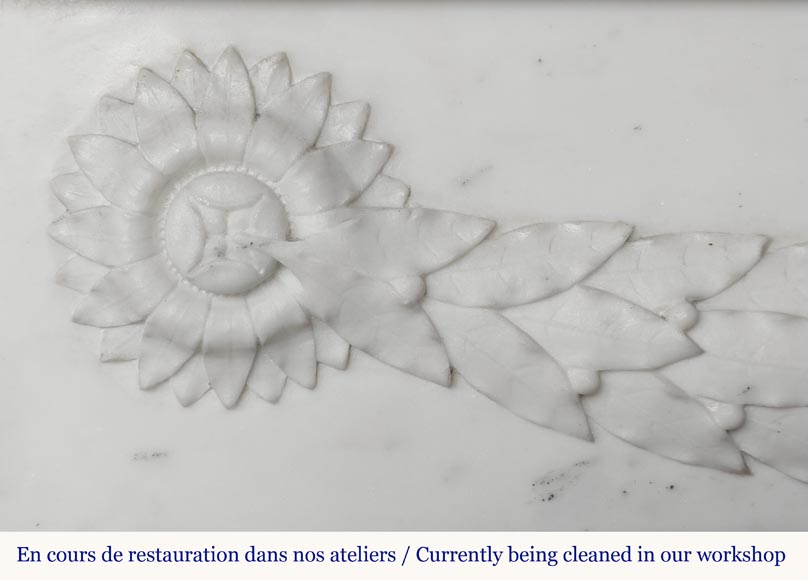 Napoleon III style fireplace in half-statuary marble decorated with a garland Napoleon III style fireplace in half-statuary marble decorated with a garland-2