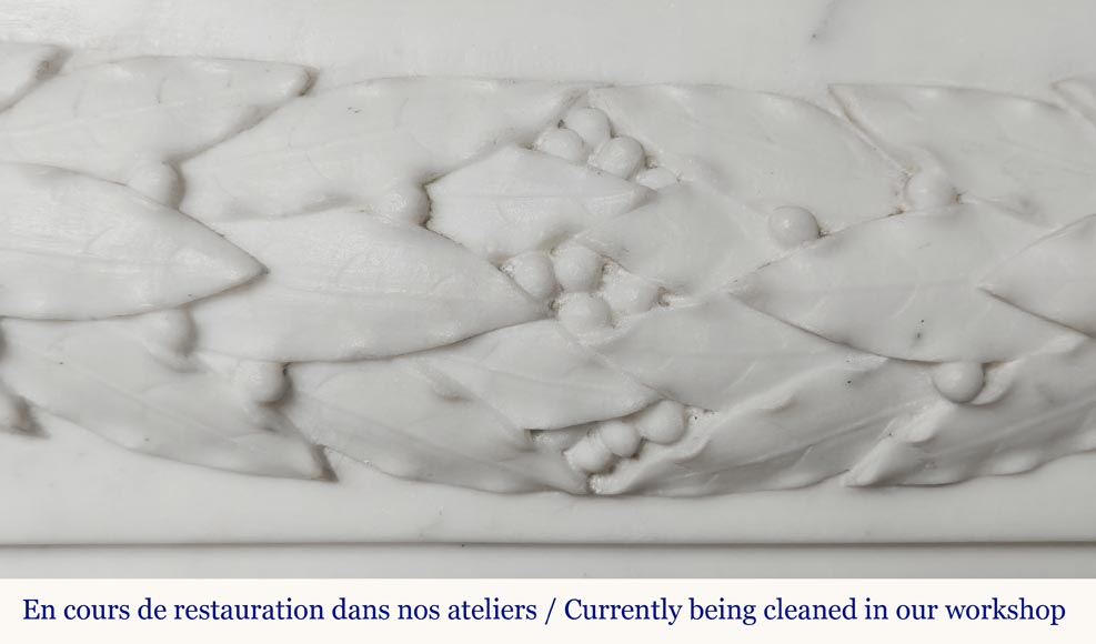 Napoleon III style fireplace in half-statuary marble decorated with a garland Napoleon III style fireplace in half-statuary marble decorated with a garland-3