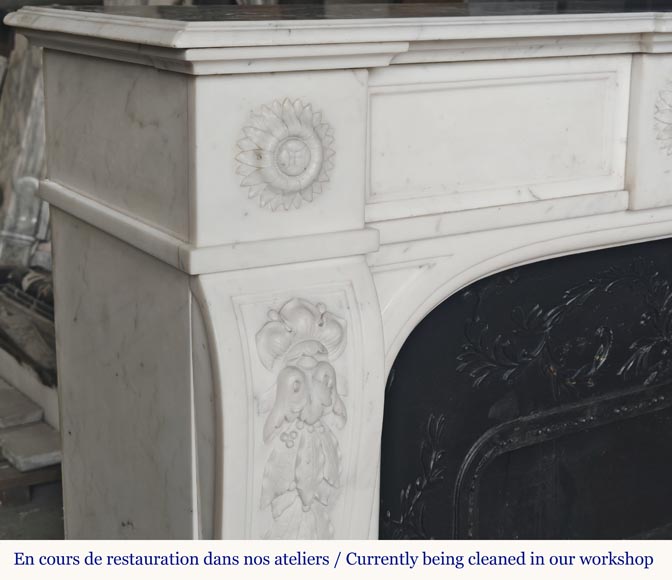 Napoleon III style fireplace in half-statuary marble decorated with a garland Napoleon III style fireplace in half-statuary marble decorated with a garland-5