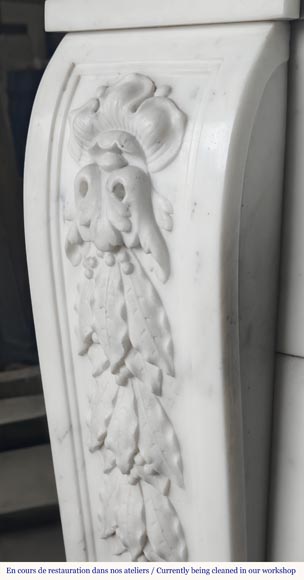 Napoleon III style fireplace in half-statuary marble decorated with a garland Napoleon III style fireplace in half-statuary marble decorated with a garland-6