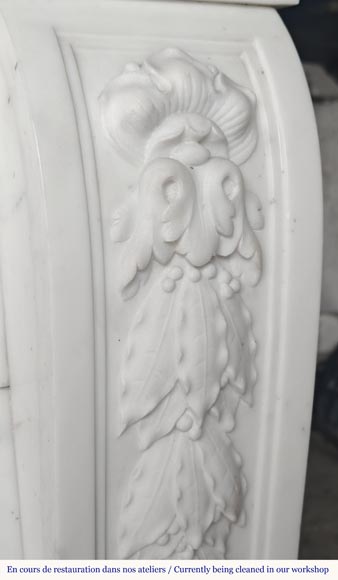 Napoleon III style fireplace in half-statuary marble decorated with a garland Napoleon III style fireplace in half-statuary marble decorated with a garland-11