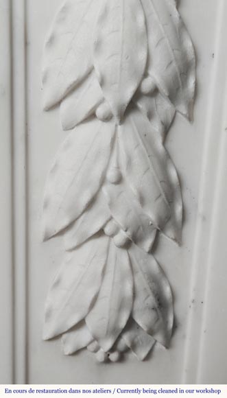 Napoleon III style fireplace in half-statuary marble decorated with a garland Napoleon III style fireplace in half-statuary marble decorated with a garland-12