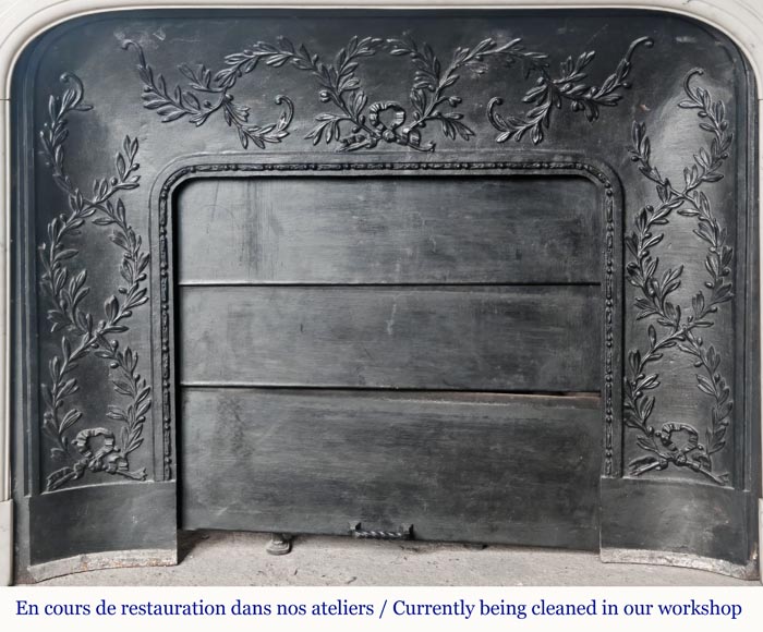 Napoleon III style fireplace in half-statuary marble decorated with a garland Napoleon III style fireplace in half-statuary marble decorated with a garland-14