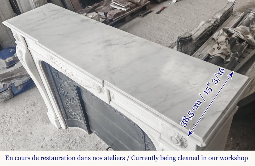 Napoleon III style fireplace in half-statuary marble decorated with a garland Napoleon III style fireplace in half-statuary marble decorated with a garland-15