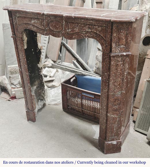 Louis XV style fireplace, Pompadour model, in red Campan marble Louis XV style fireplace, Pompadour model, in red Campan marble-5