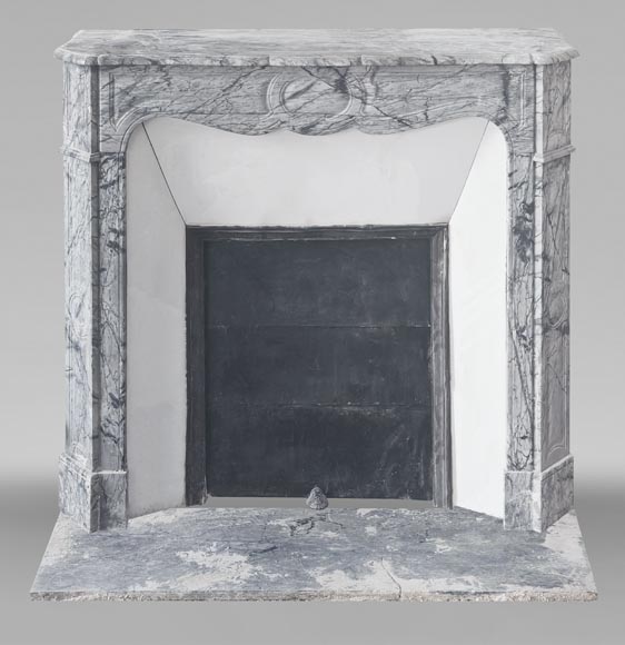 Louis XV style fireplace, Pompadour model, in blue floral marble Louis XV style fireplace, Pompadour model, in blue floral marble-0