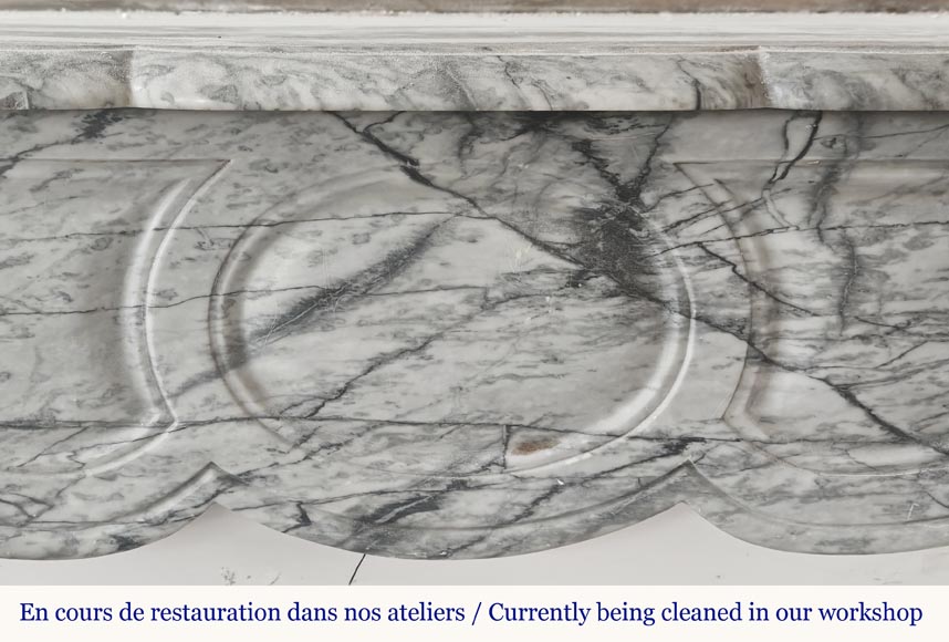 Louis XV style fireplace, Pompadour model, in blue floral marble Louis XV style fireplace, Pompadour model, in blue floral marble-1