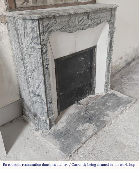 Louis XV style fireplace, Pompadour model, in blue floral marble Louis XV style fireplace, Pompadour model, in blue floral marble-2