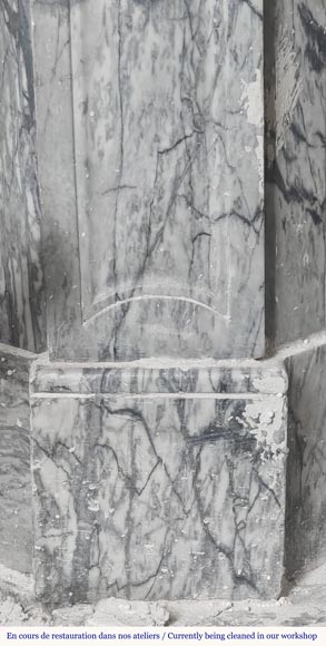 Louis XV style fireplace, Pompadour model, in blue floral marble Louis XV style fireplace, Pompadour model, in blue floral marble-4