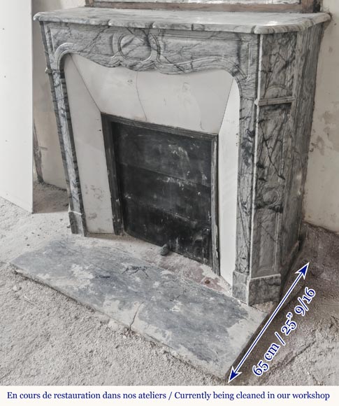 Louis XV style fireplace, Pompadour model, in blue floral marble Louis XV style fireplace, Pompadour model, in blue floral marble-5