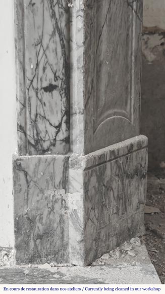 Louis XV style fireplace, Pompadour model, in blue floral marble Louis XV style fireplace, Pompadour model, in blue floral marble-6