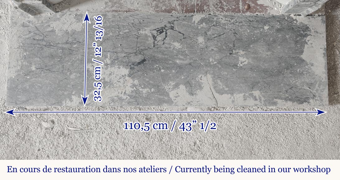 Louis XV style fireplace, Pompadour model, in blue floral marble Louis XV style fireplace, Pompadour model, in blue floral marble-7