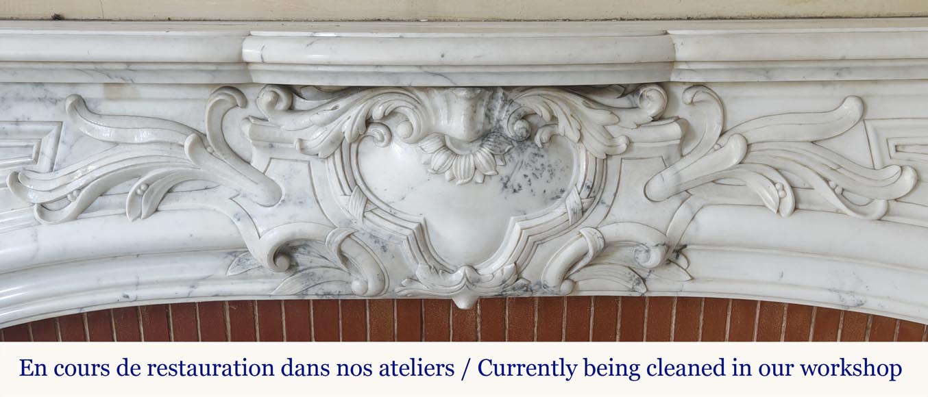 Regency style fireplace in half-statuary marble Regency style fireplace in half-statuary marble-1